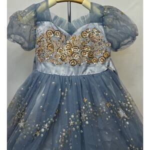 Girls’ Princess Dress Blue and Gold Embellished- Size 4-5Y (110)